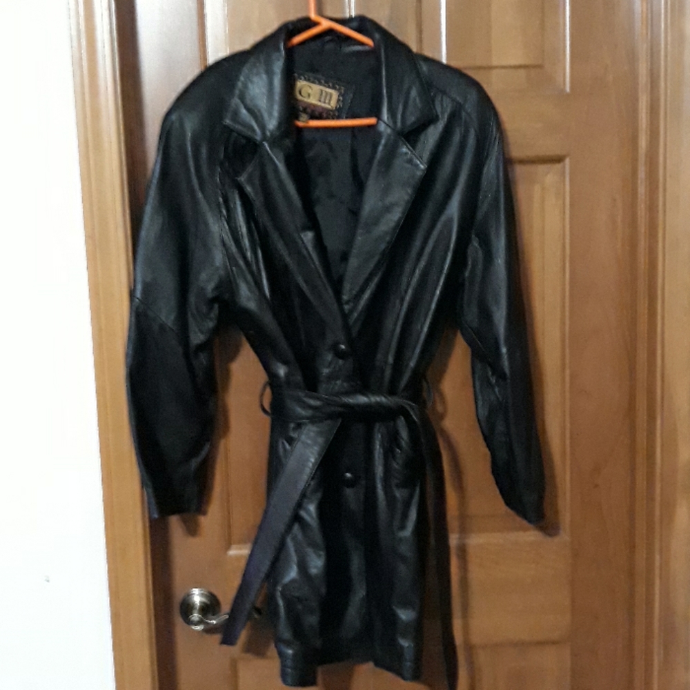 Excellent condition leather car coat